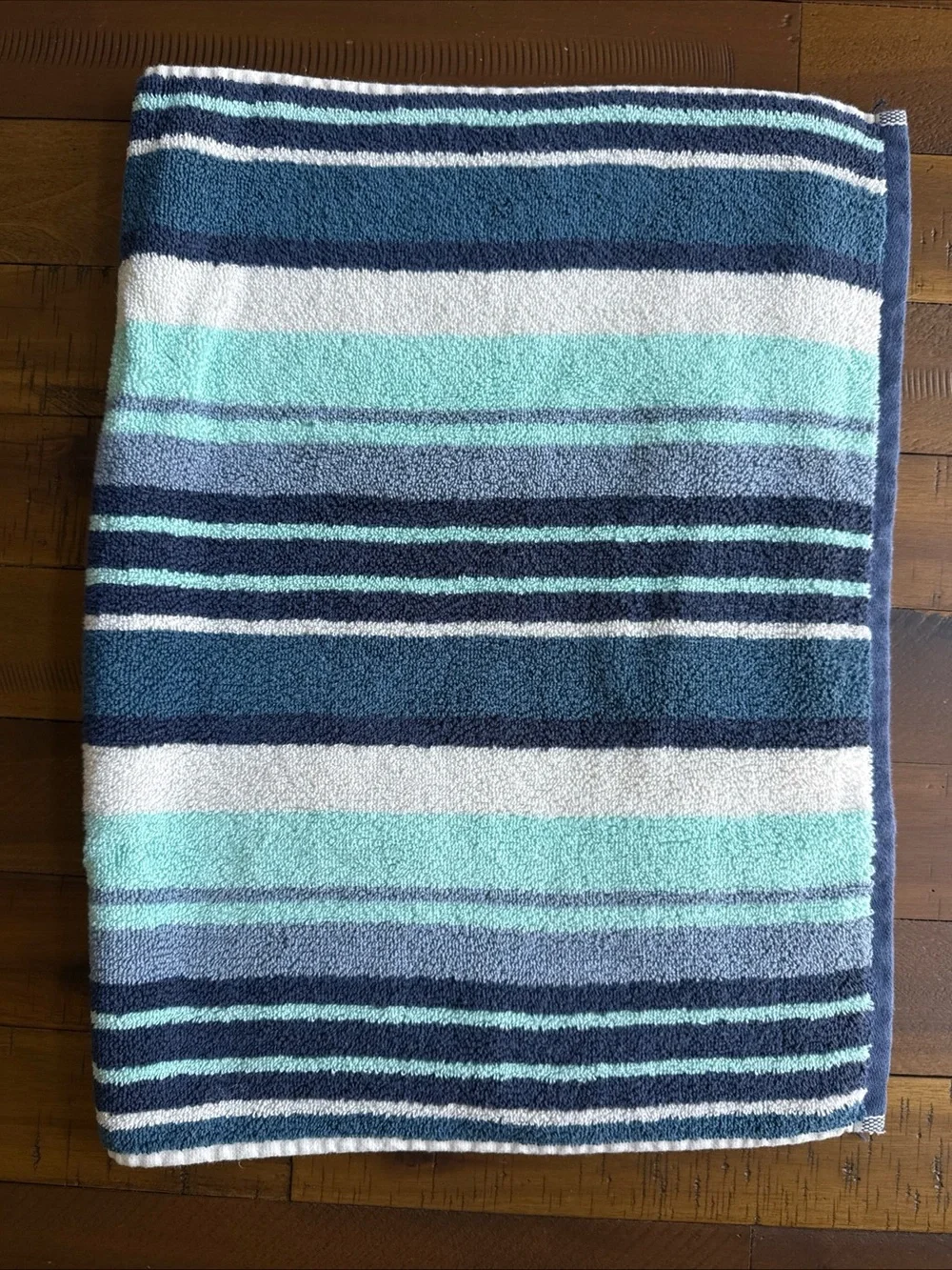 LOFT by LOFTEX Luxury 6Pc - 2 Bath 4 Hand Towel 100% Cotton Aqua Blue Stripe NEW